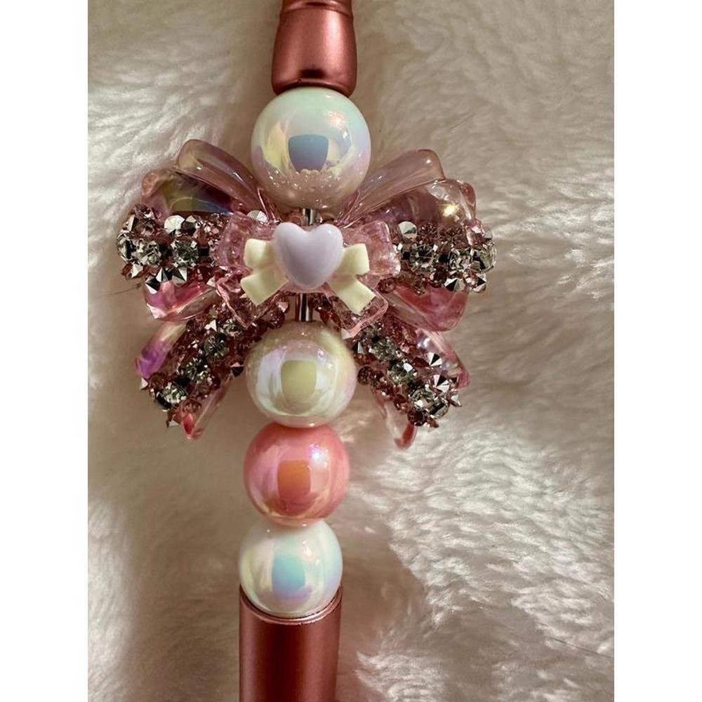 Elegant Rhinestone Bow Beaded Pen
