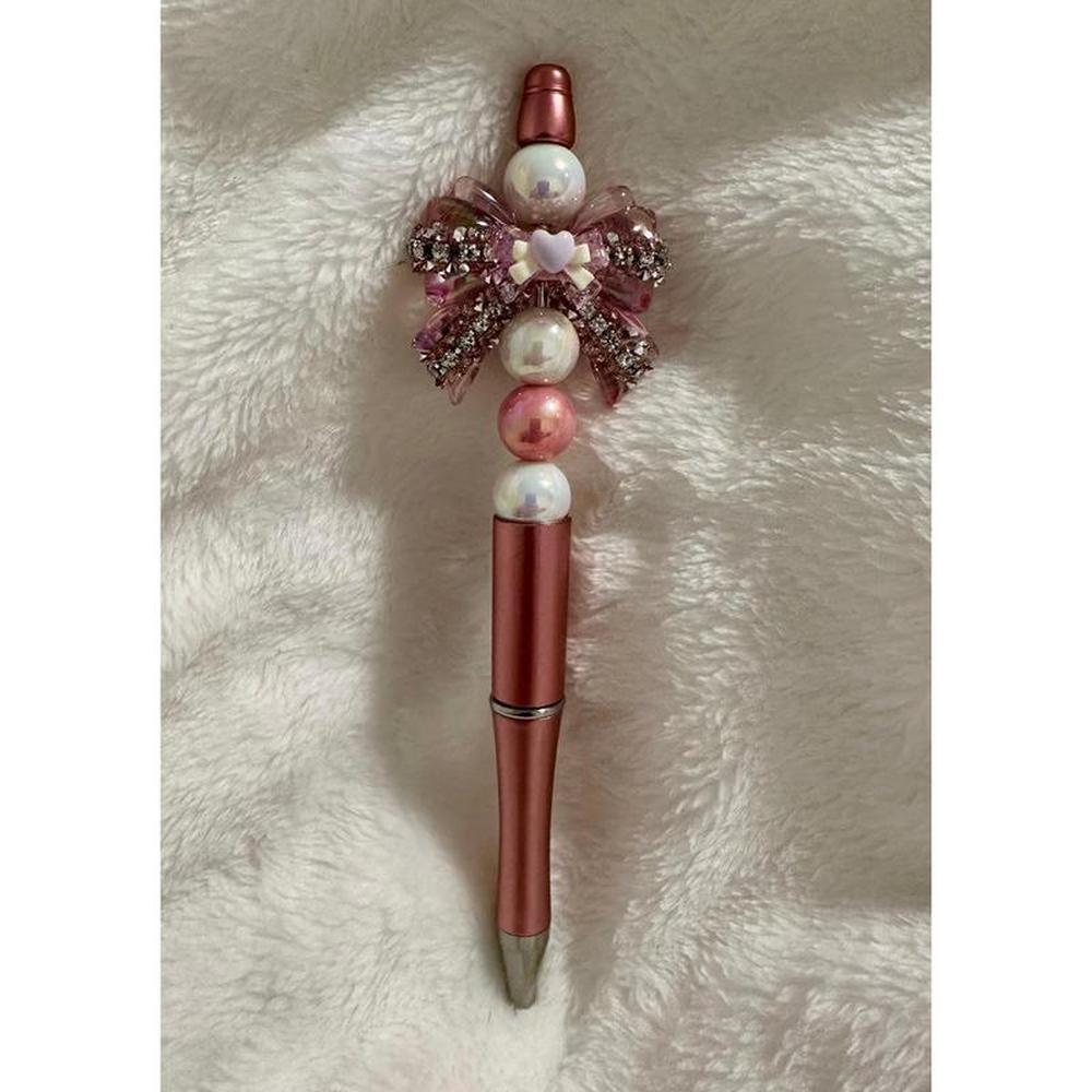 Elegant Rhinestone Bow Beaded Pen