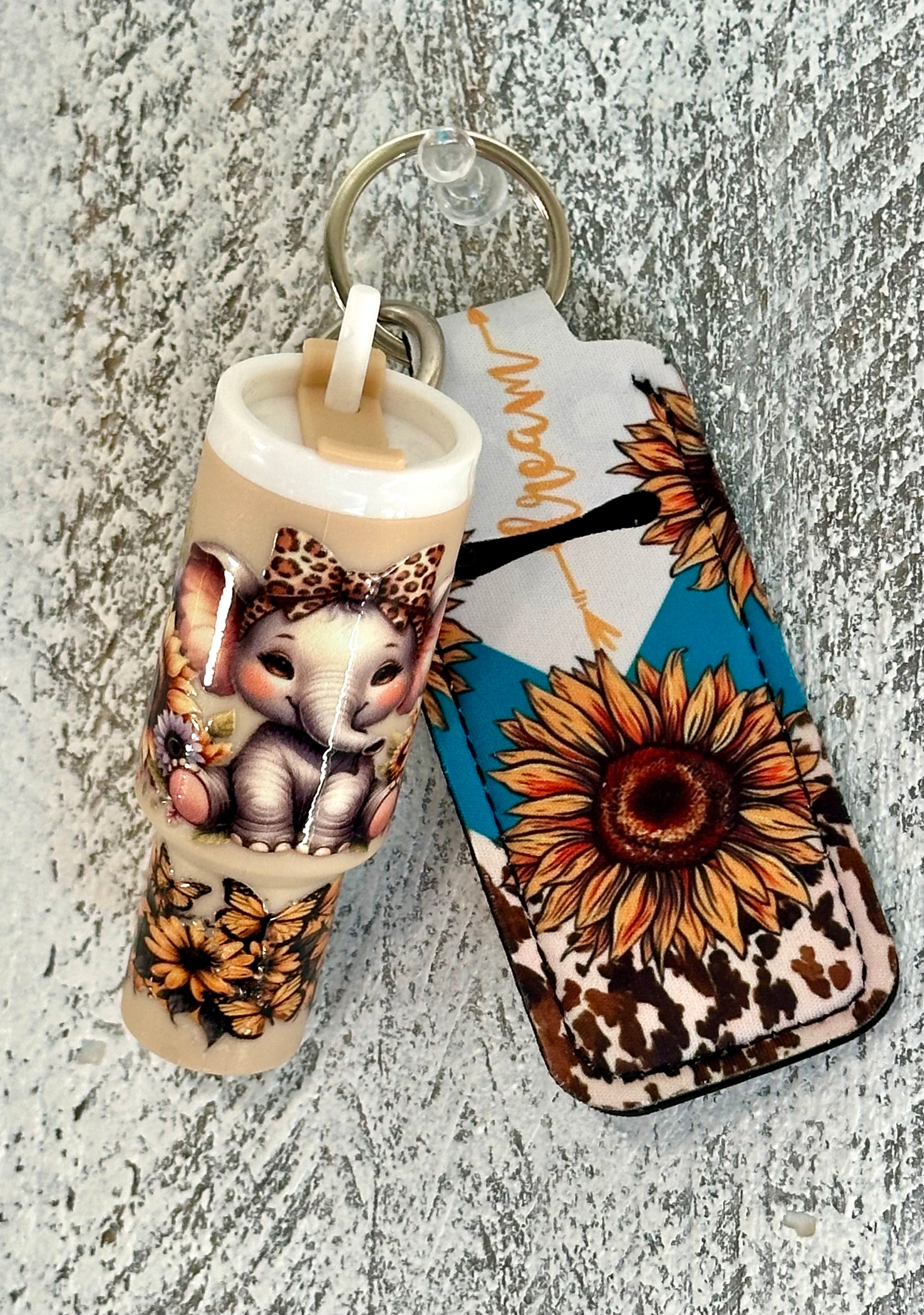 Elephant Chap Stick Holder Keychain