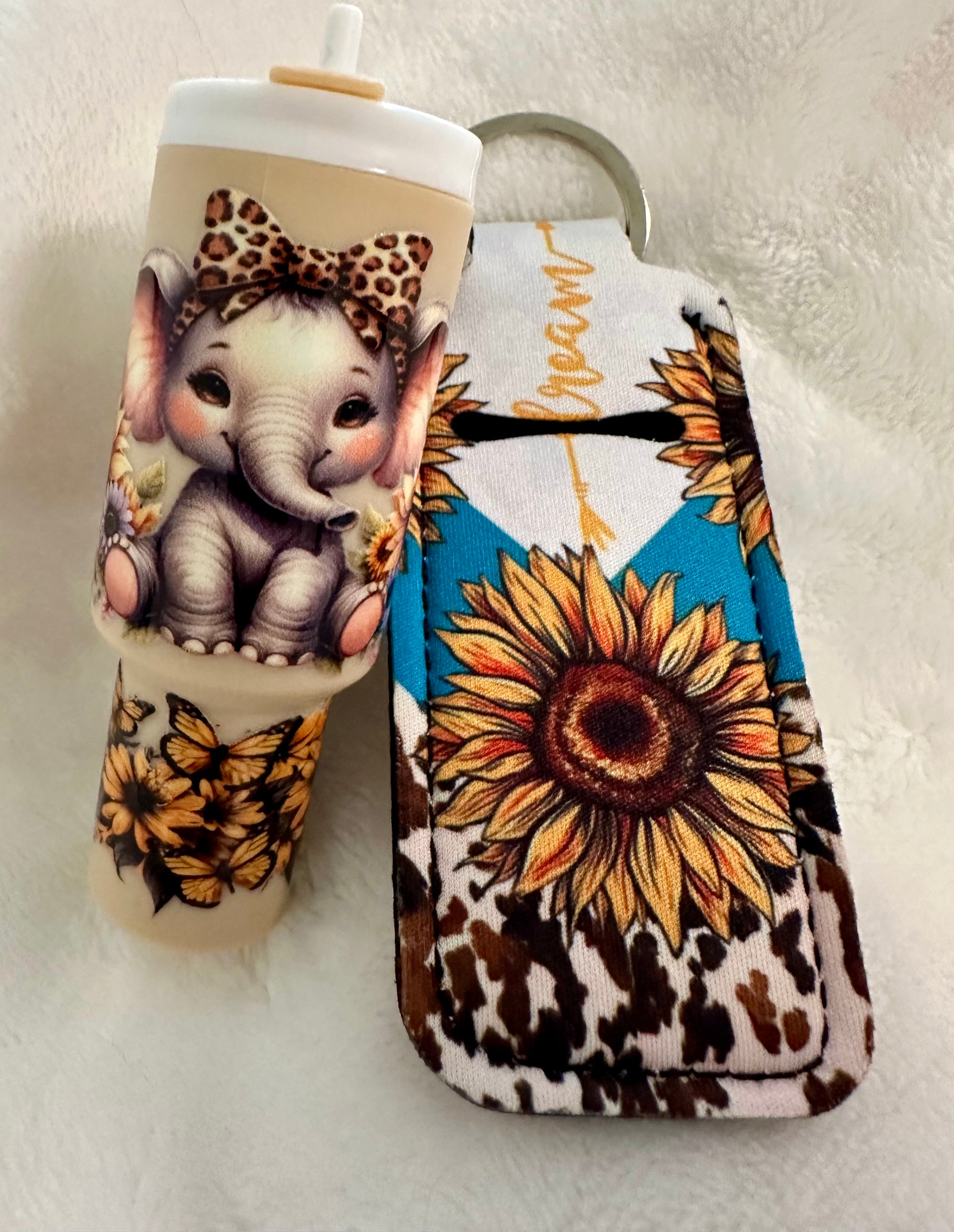 Elephant Chap Stick Holder Keychain