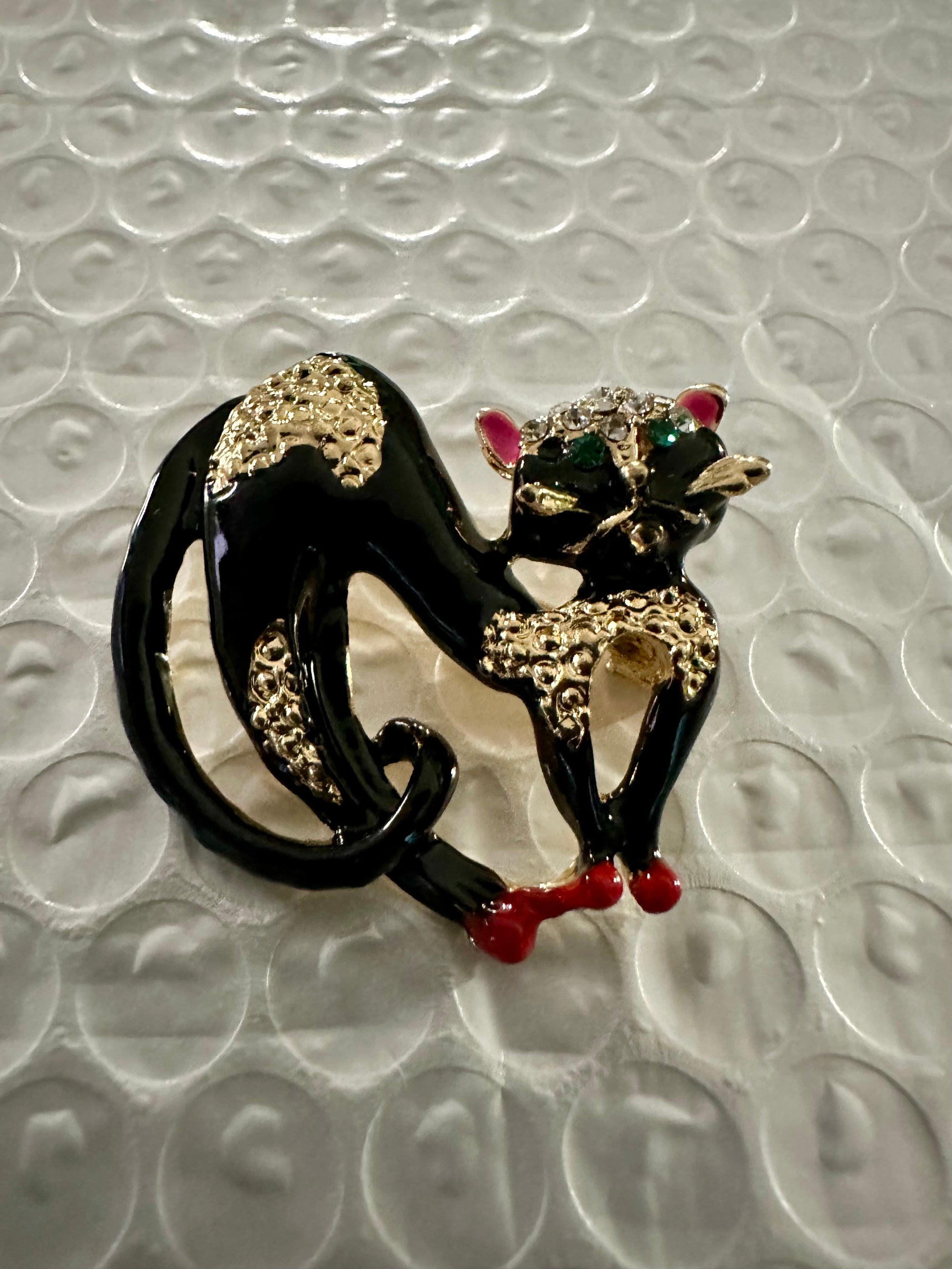 Enameled Paris Cat Brooches