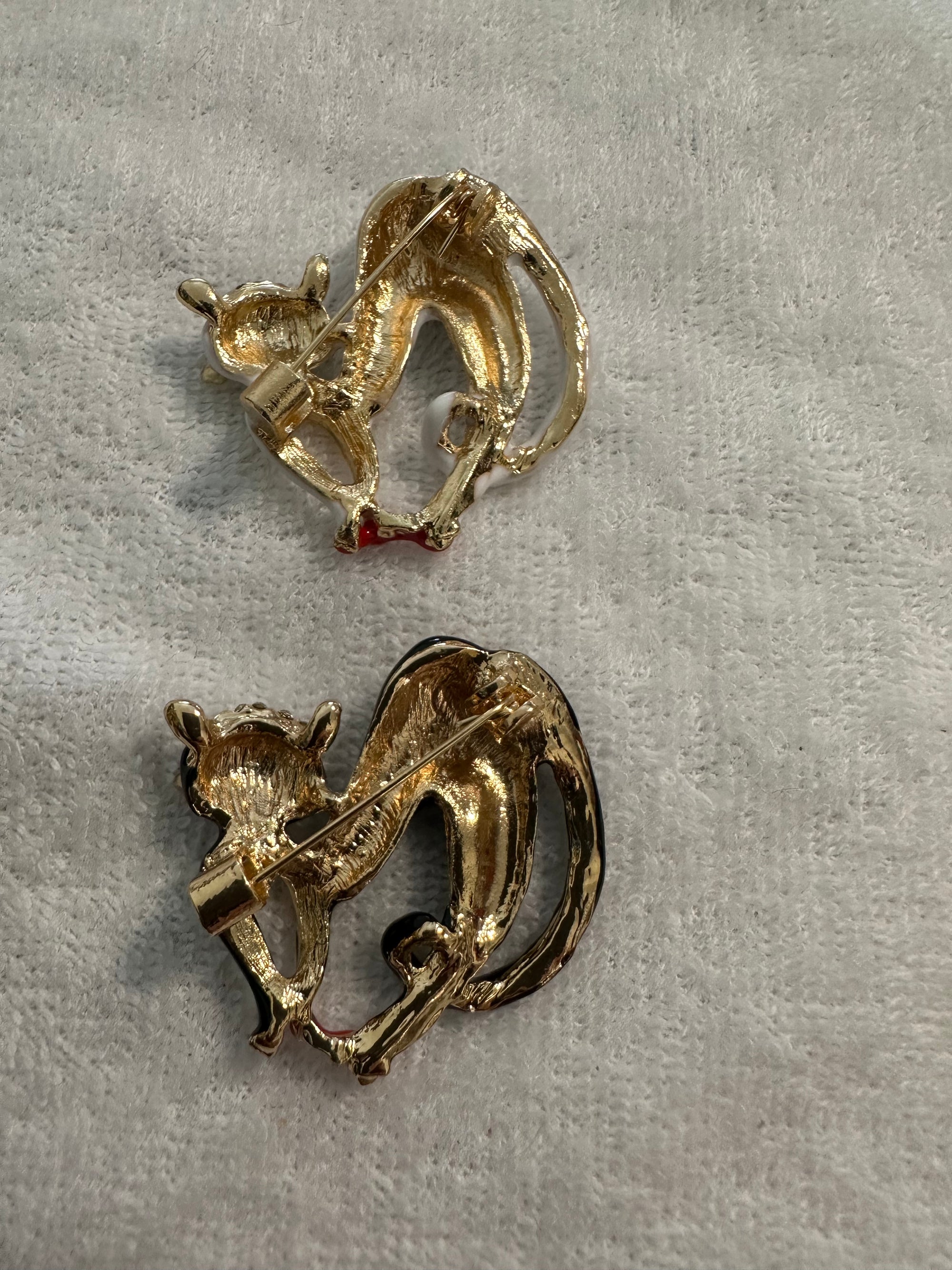 Enameled Paris Cat Brooches