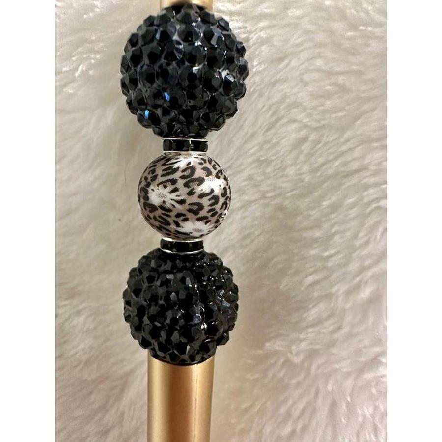 Gold & Black Crystal Disco Beaded Pen