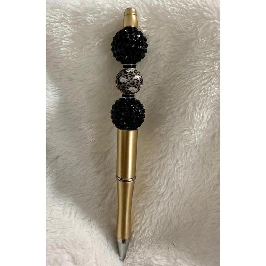 Gold & Black Crystal Disco Beaded Pen