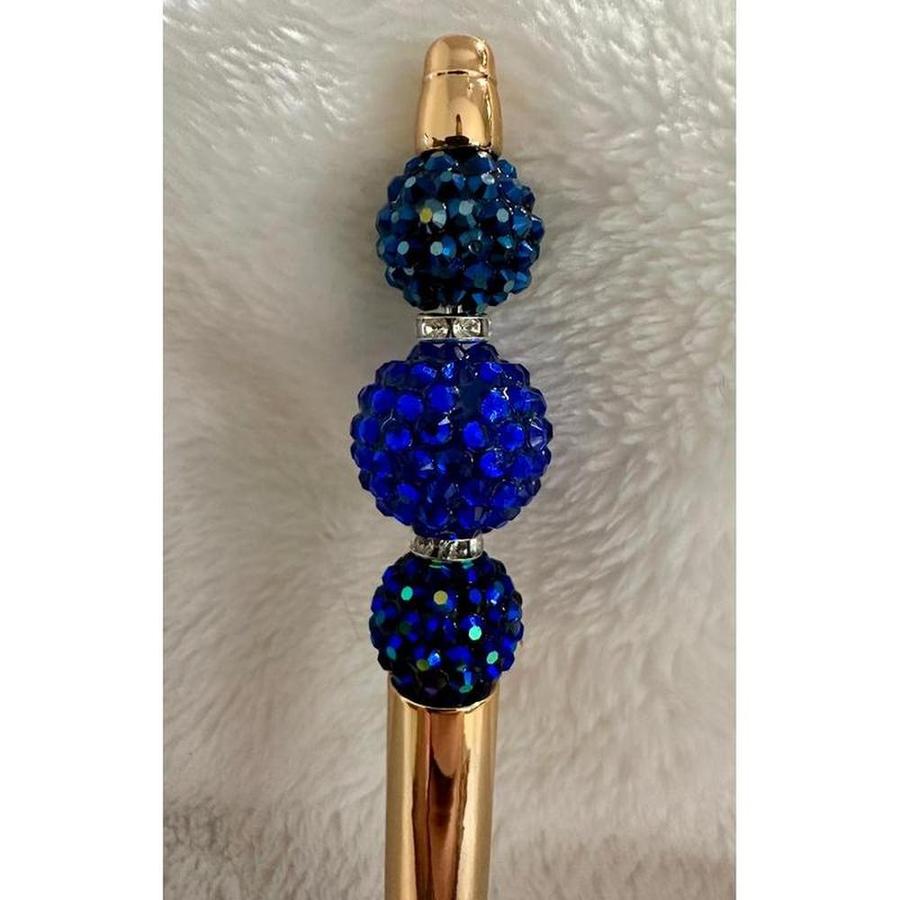 Gold Lux Blue Beaded Pen