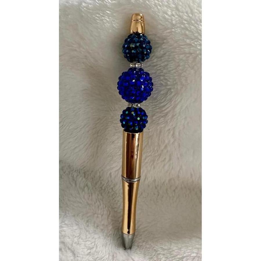 Gold Lux Blue Beaded Pen