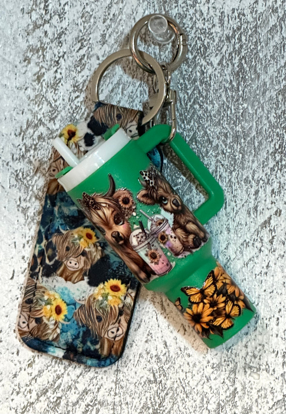 Green Cow Design Keychain