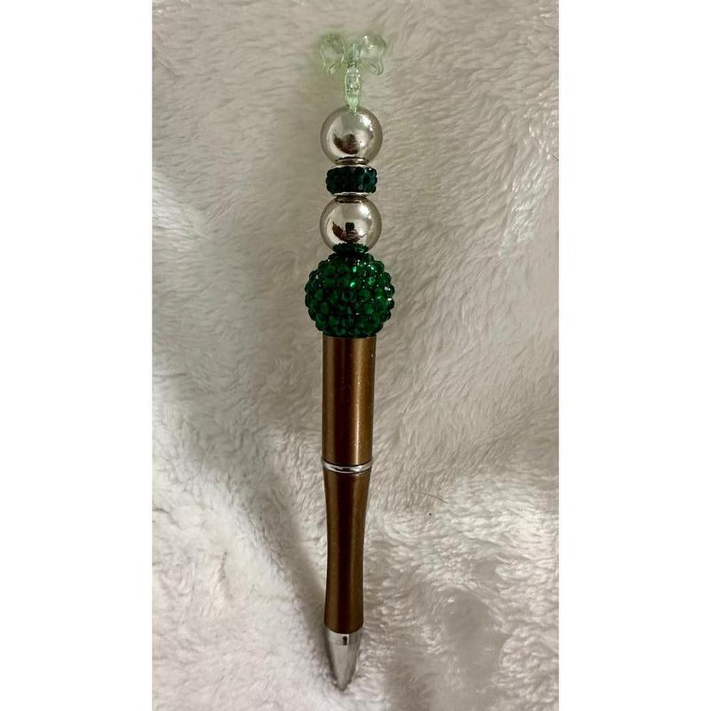 Green Crystal Fancy Beaded Pen