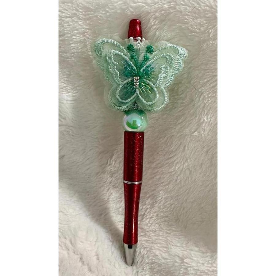 Green Crystal Sugar Bear Beaded Pen