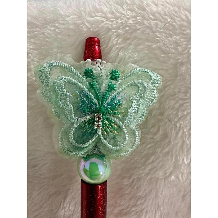 Green Crystal Sugar Bear Beaded Pen