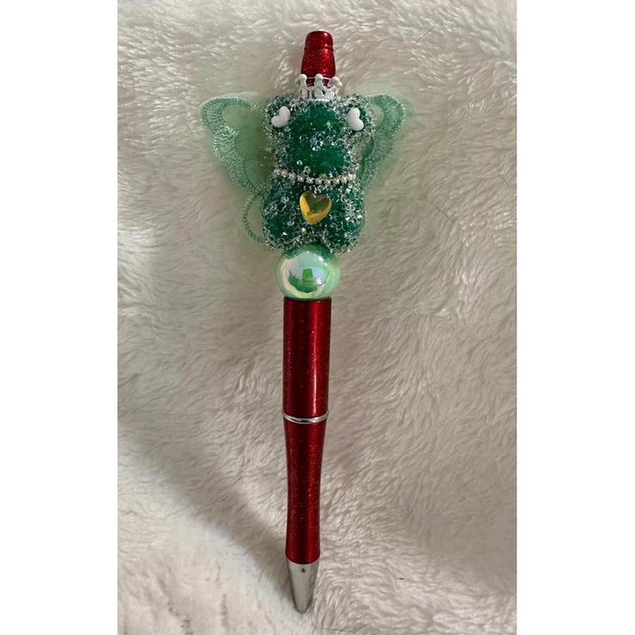 Green Crystal Sugar Bear Beaded Pen