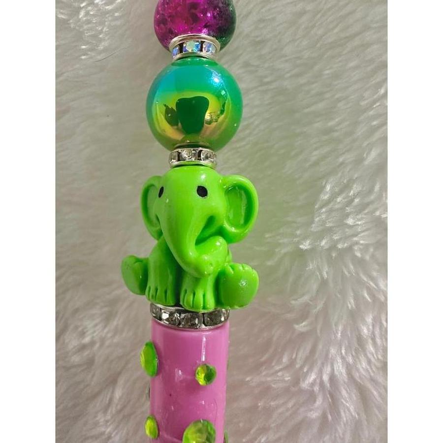 Green Elephant Beaded Pen