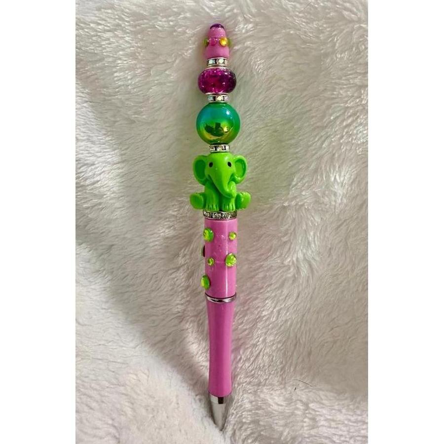 Green Elephant Beaded Pen