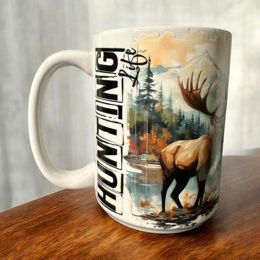 'Hunting Life' Elk Designed 15 oz. Ceramic Mug