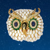 KJL-Inspired Enamel Owl Head Brooch
