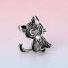 Small Black Rhinestone Kitten Brooch