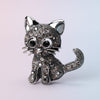Small Black Rhinestone Kitten Brooch