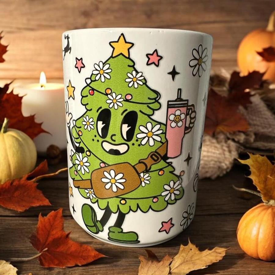 'Jolly Christmas Tree' Designed 15 oz. Ceramic Mug