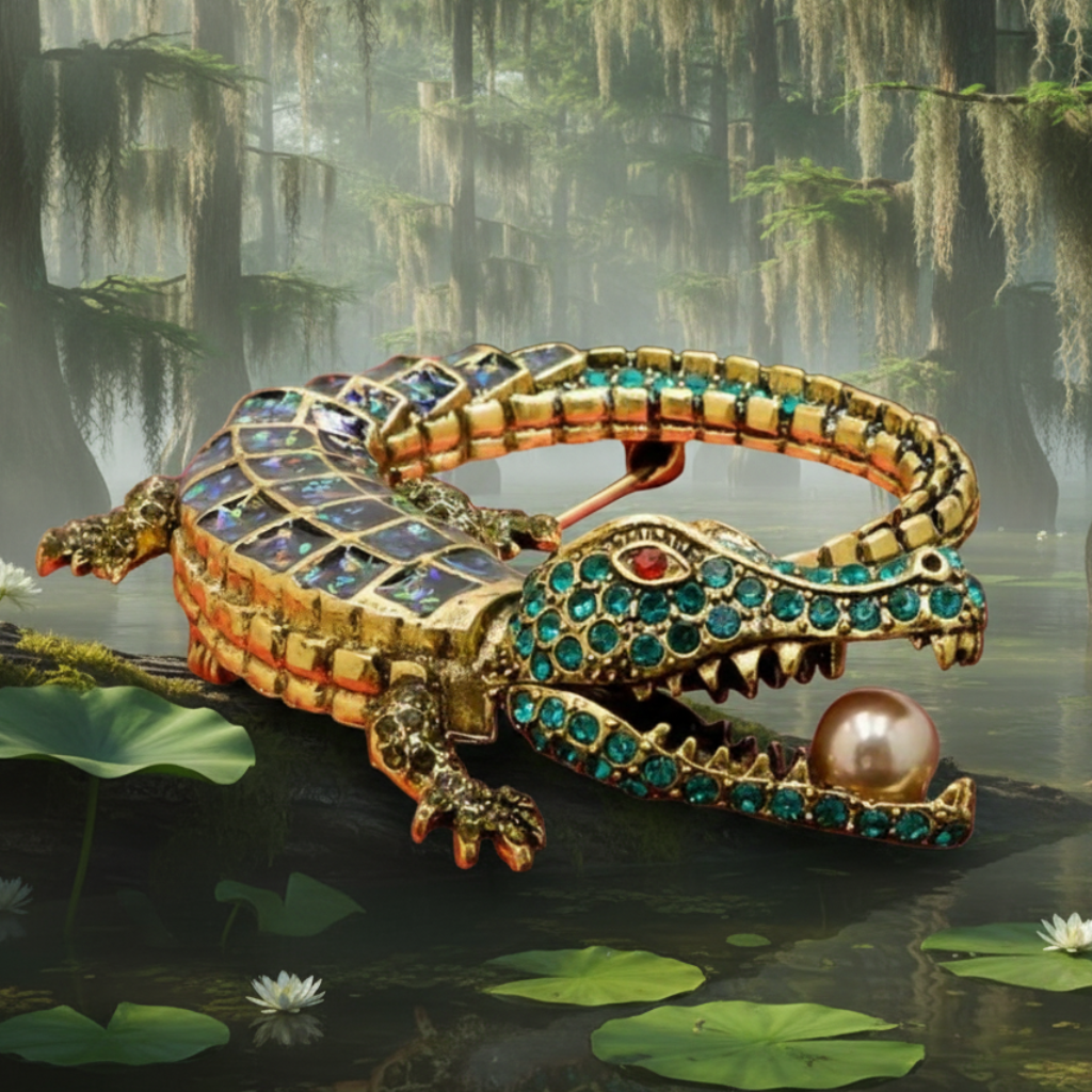 Couture-Inspired Large Alligator Brooch