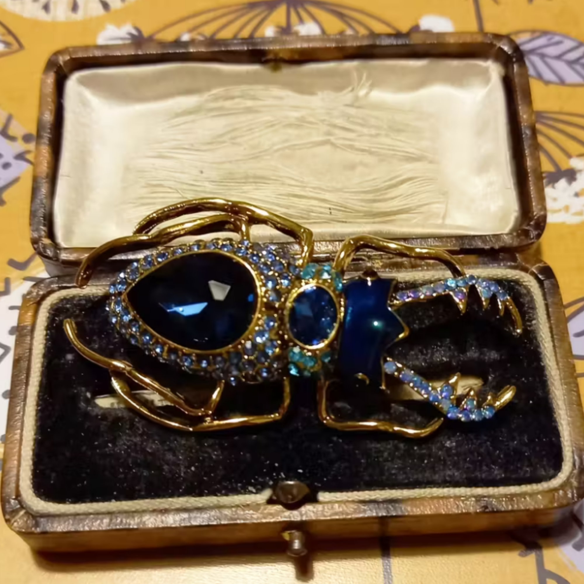 1920's Style Beetle Brooch with Synthetic Blue Sapphires