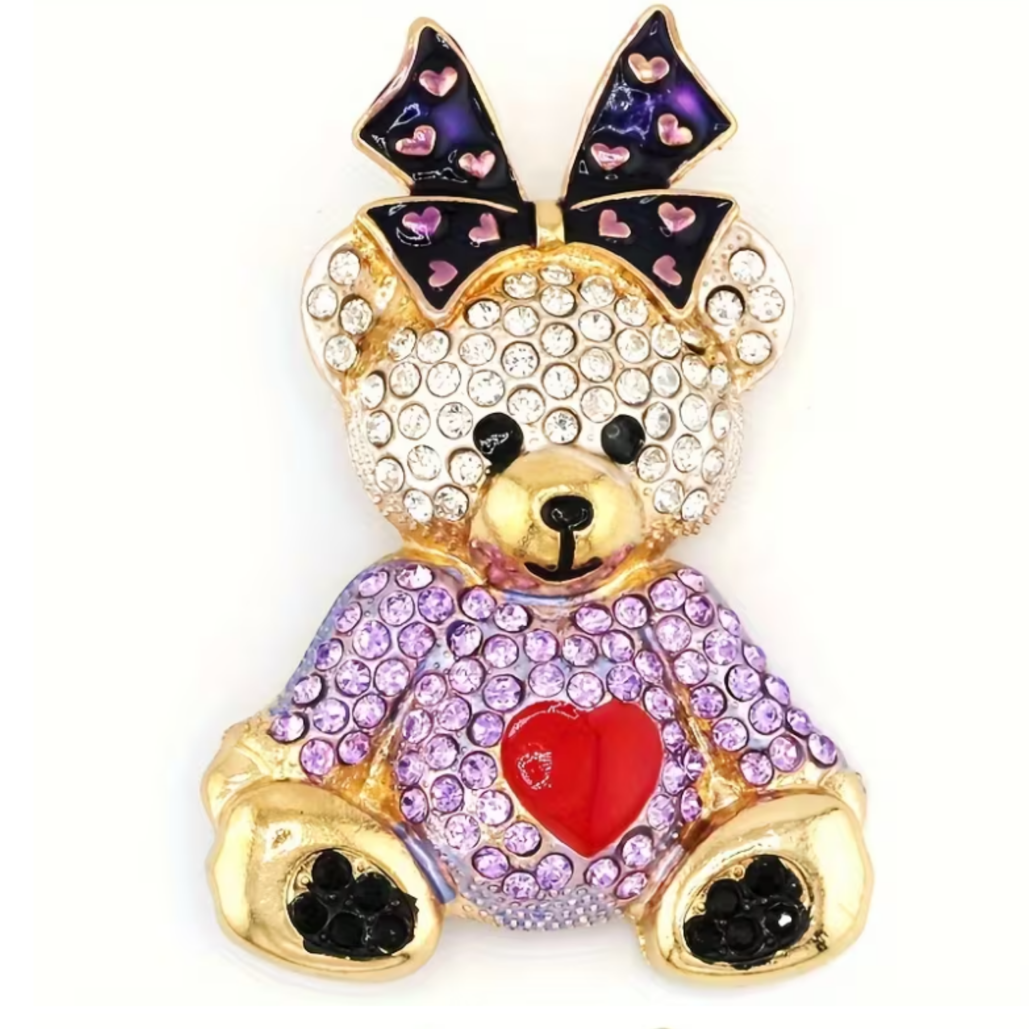 Large Teddy Bear Brooch with Bow