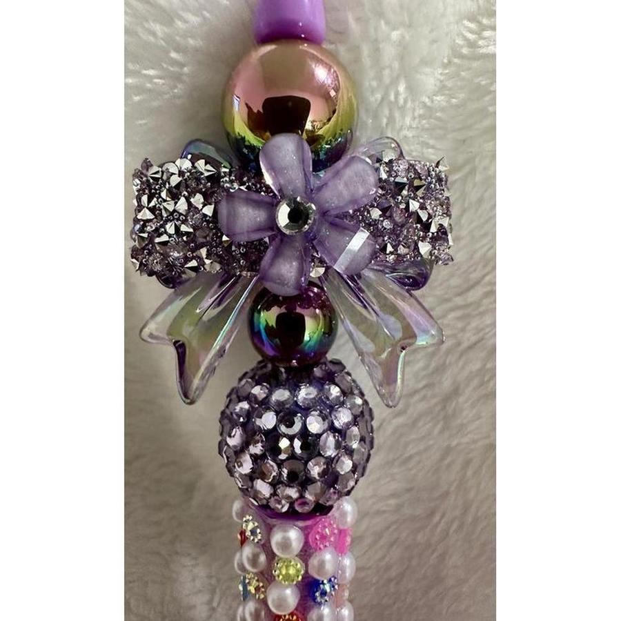 Marvelous in Purple Floral Bow Beaded Pen