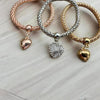 Mesh Puffy Heart Charms Bracelet Trio