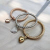 Mesh Puffy Heart Charms Bracelet Trio