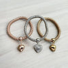 Mesh Puffy Heart Charms Bracelet Trio