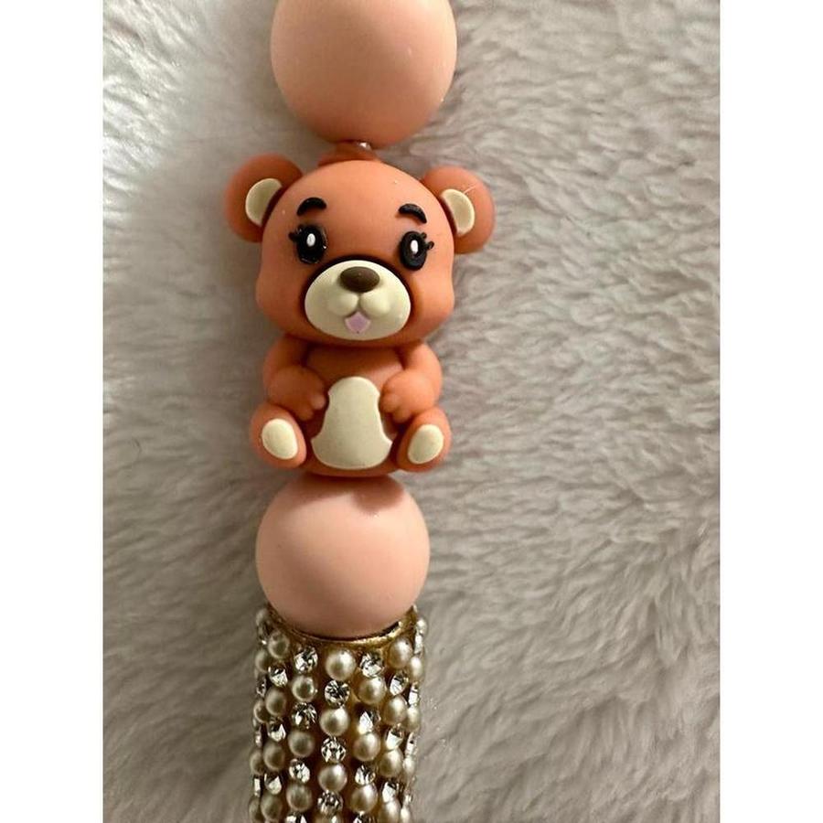 Miss Peachy Bear Beaded Pen
