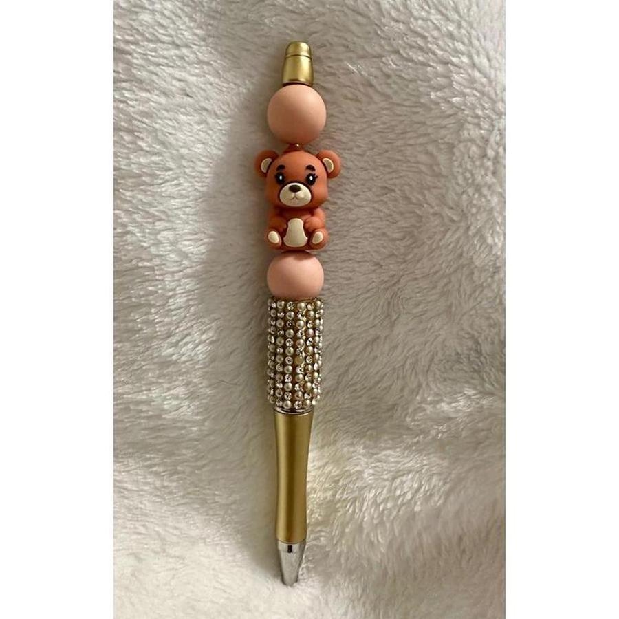 Miss Peachy Bear Beaded Pen