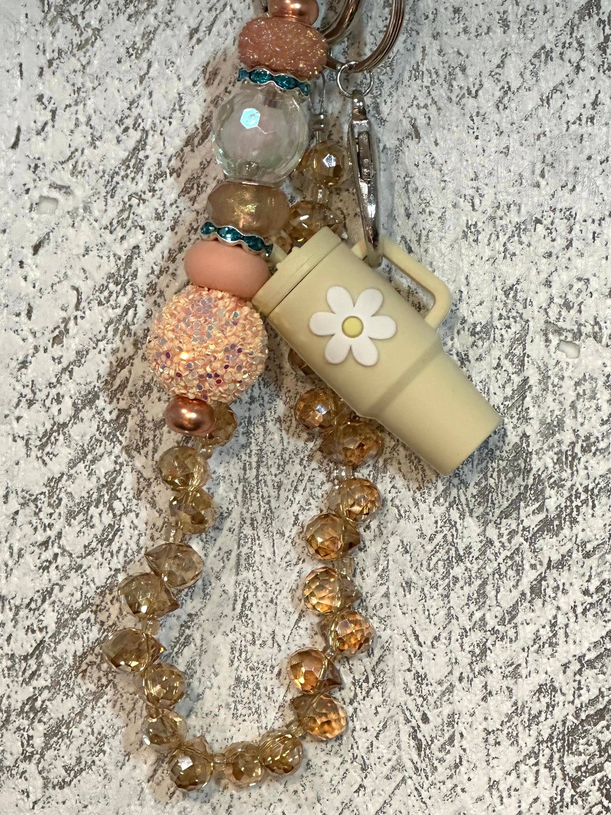 Peachy Keen Faceted Glass Bag Chain