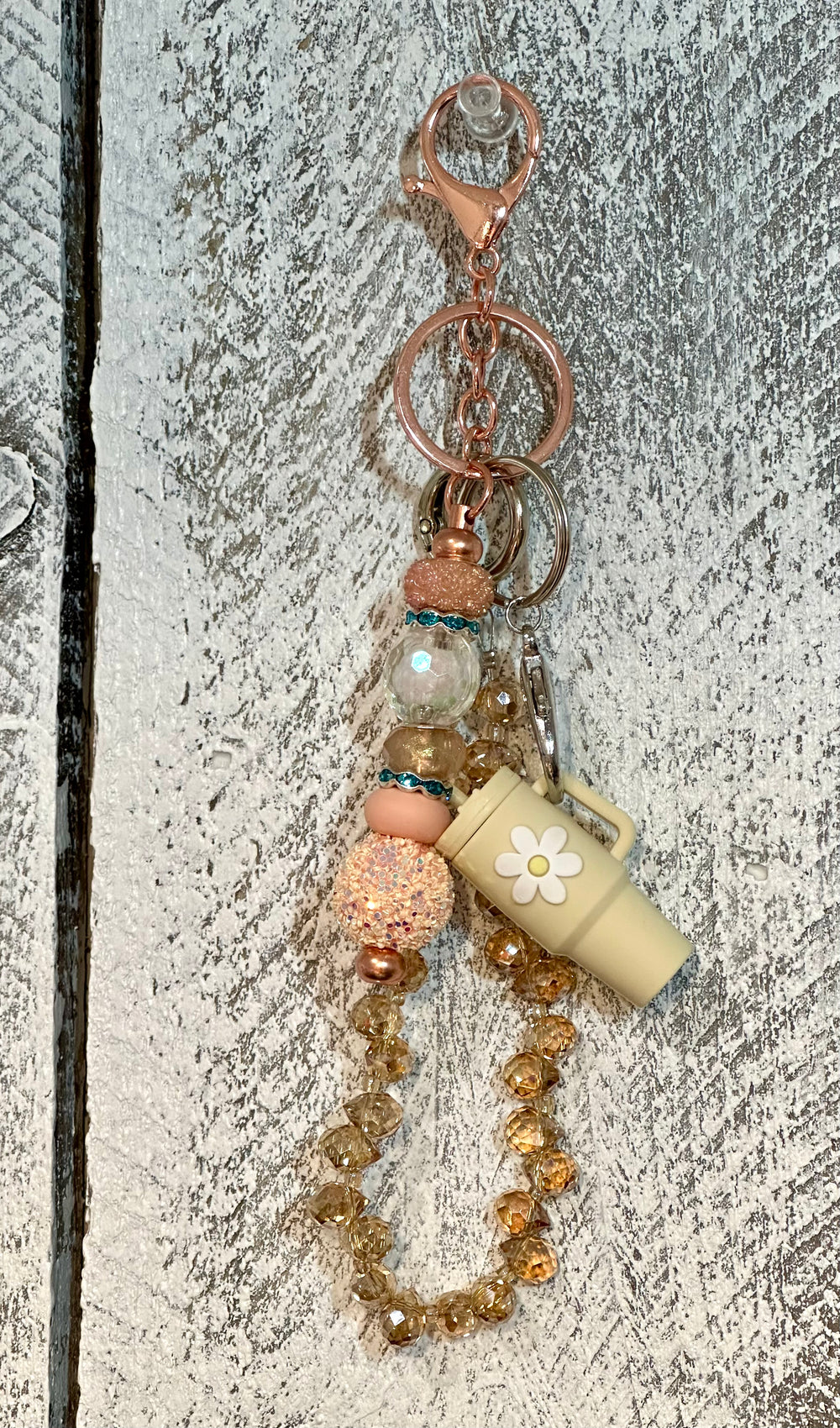 Peachy Keen Faceted Glass Bag Chain