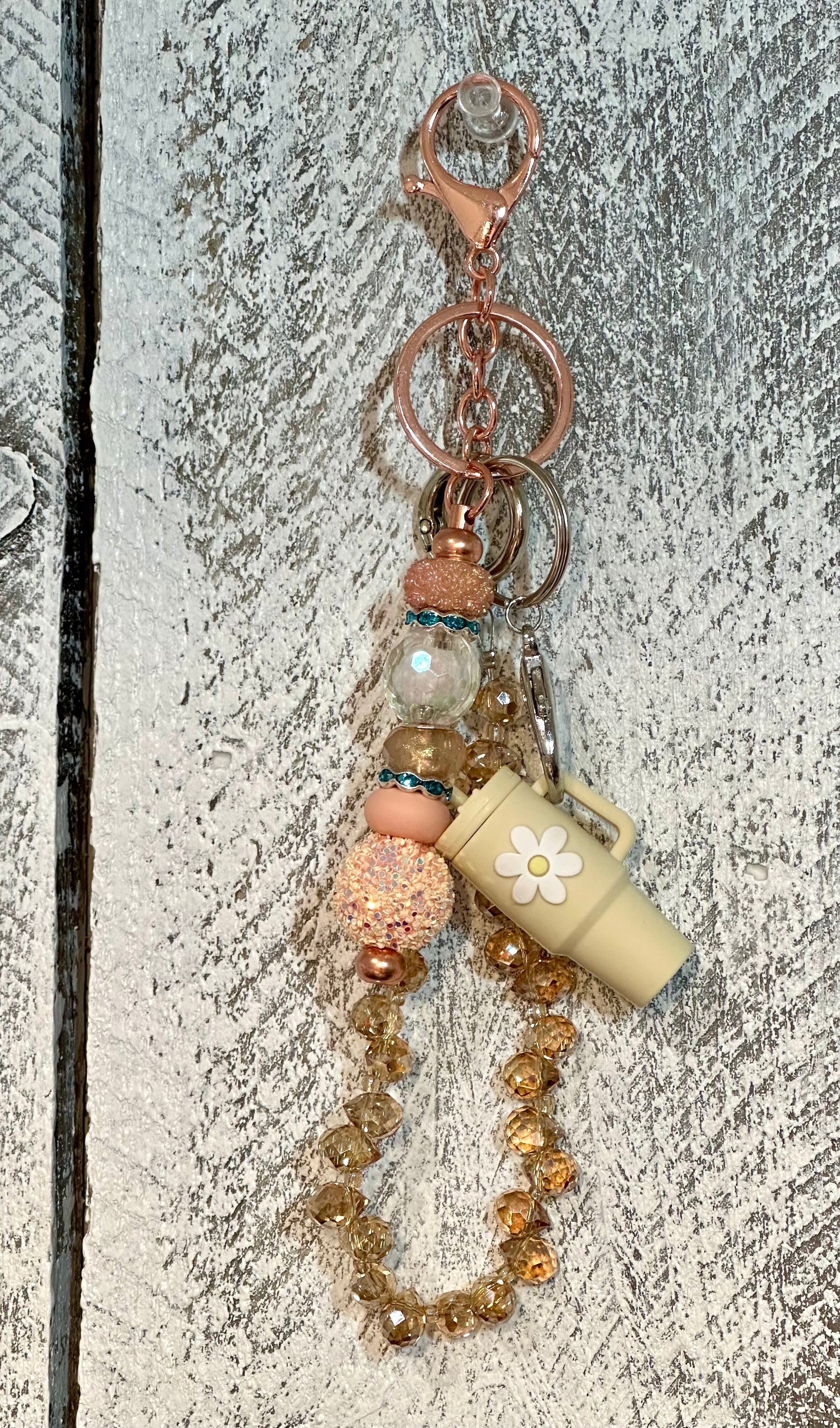 Peachy Keen Faceted Glass Bag Chain