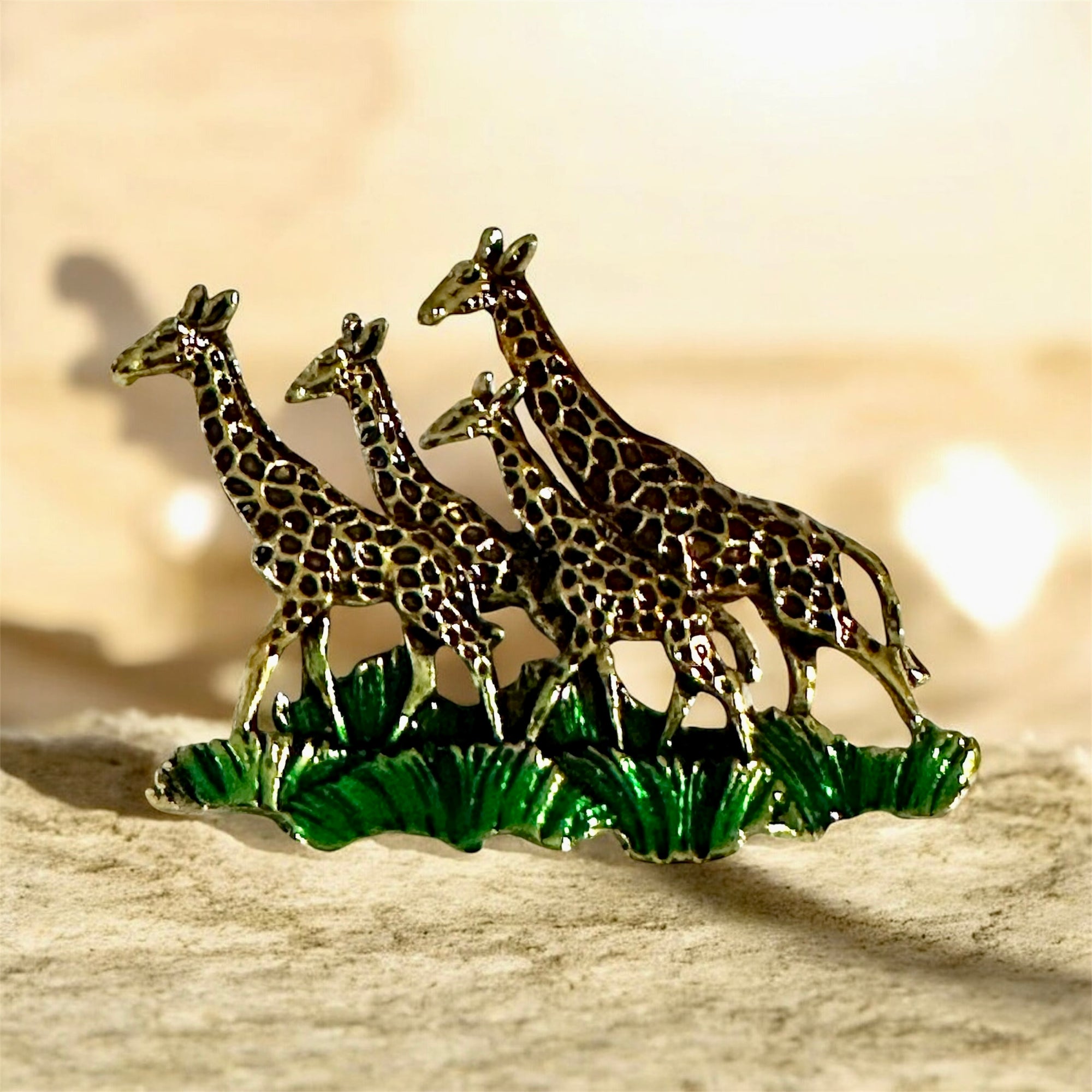 Large African Giraffe Herd Brooch