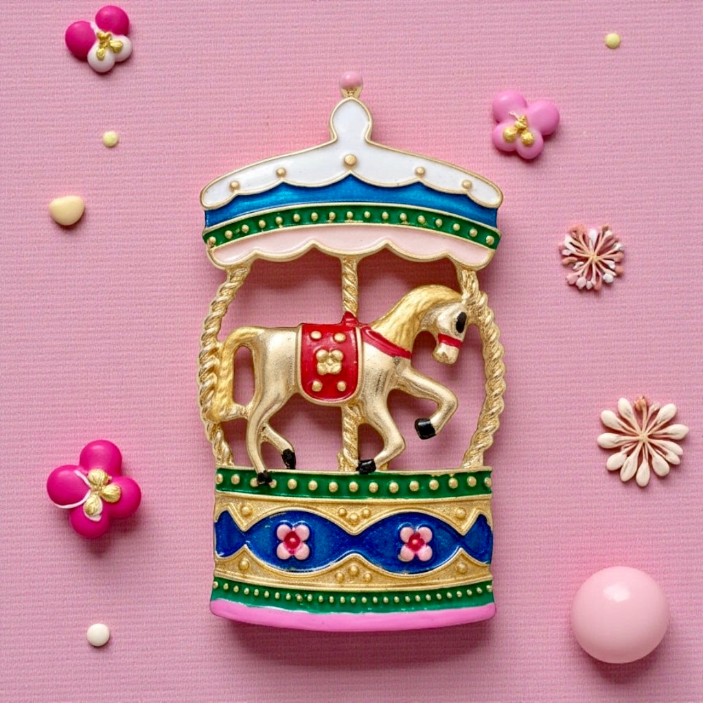 Trifari-Style Reproduction Carousel Horse Brooch