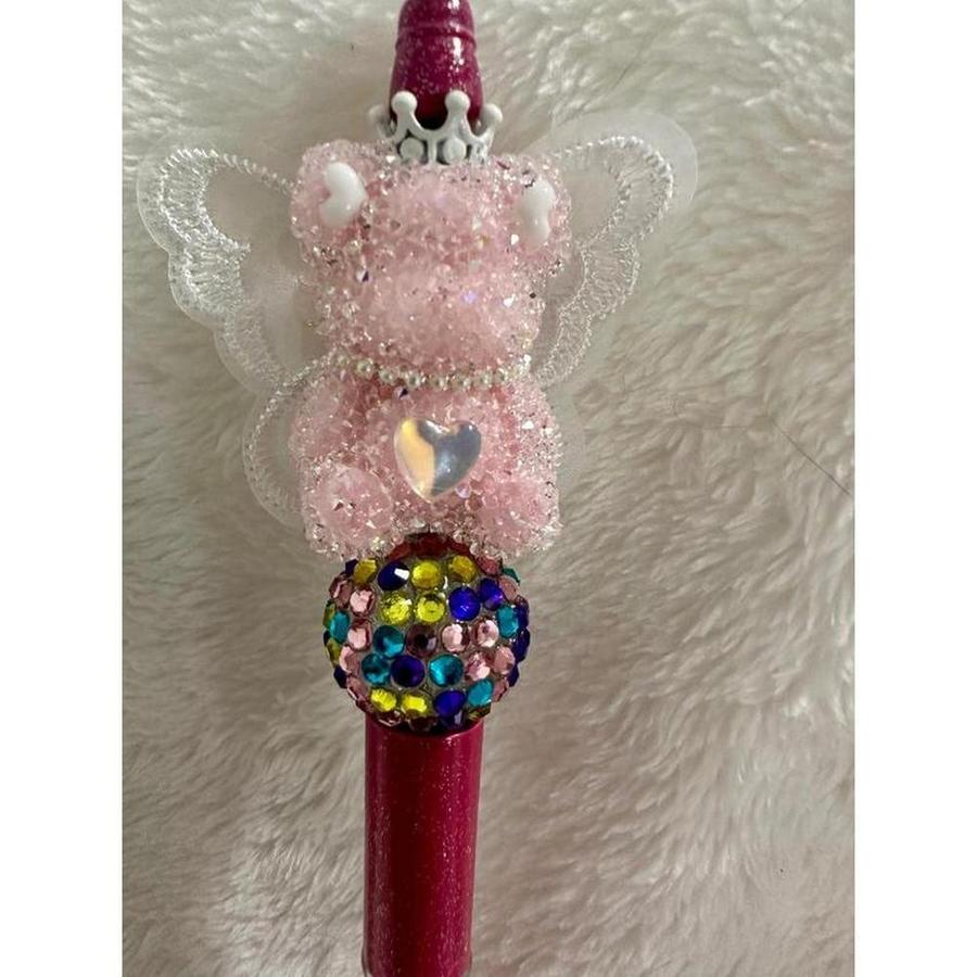 Pink Crystal Fairy Bear Beaded Pen