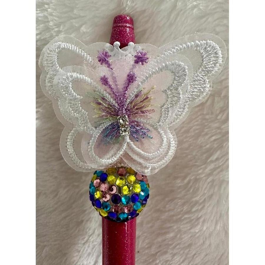 Pink Crystal Fairy Bear Beaded Pen
