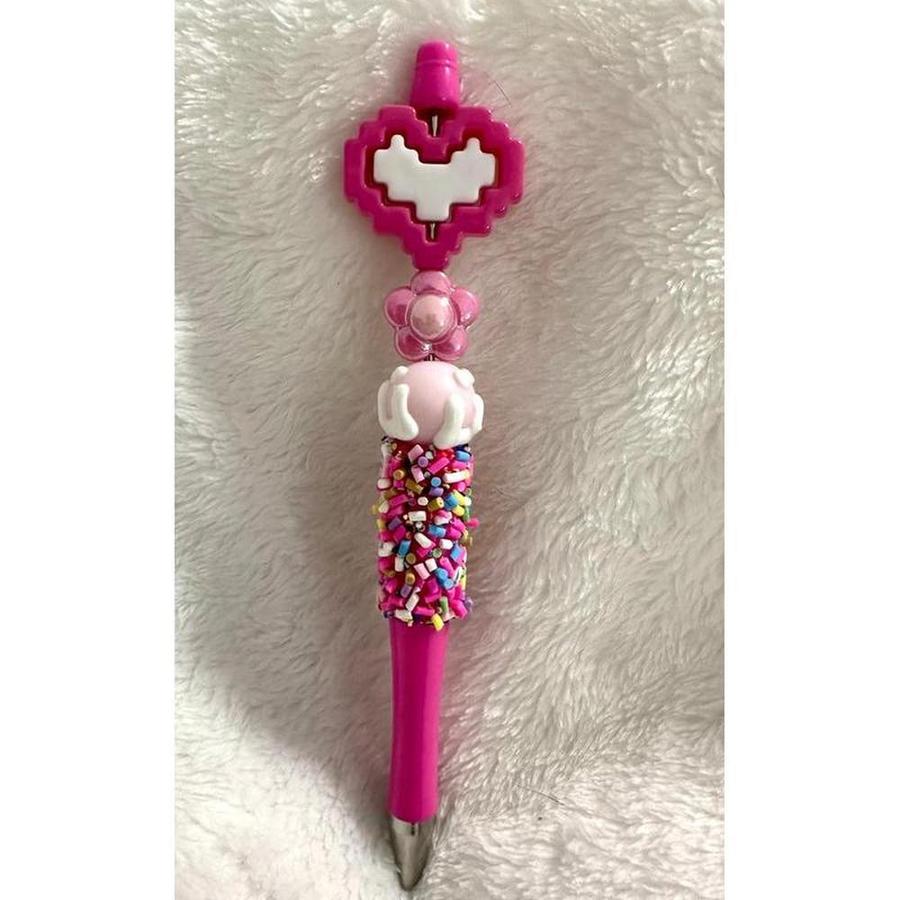 Pink Lego Heart Beaded Pen
