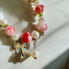 Pink & White Floral Beaded Charm Bracelet