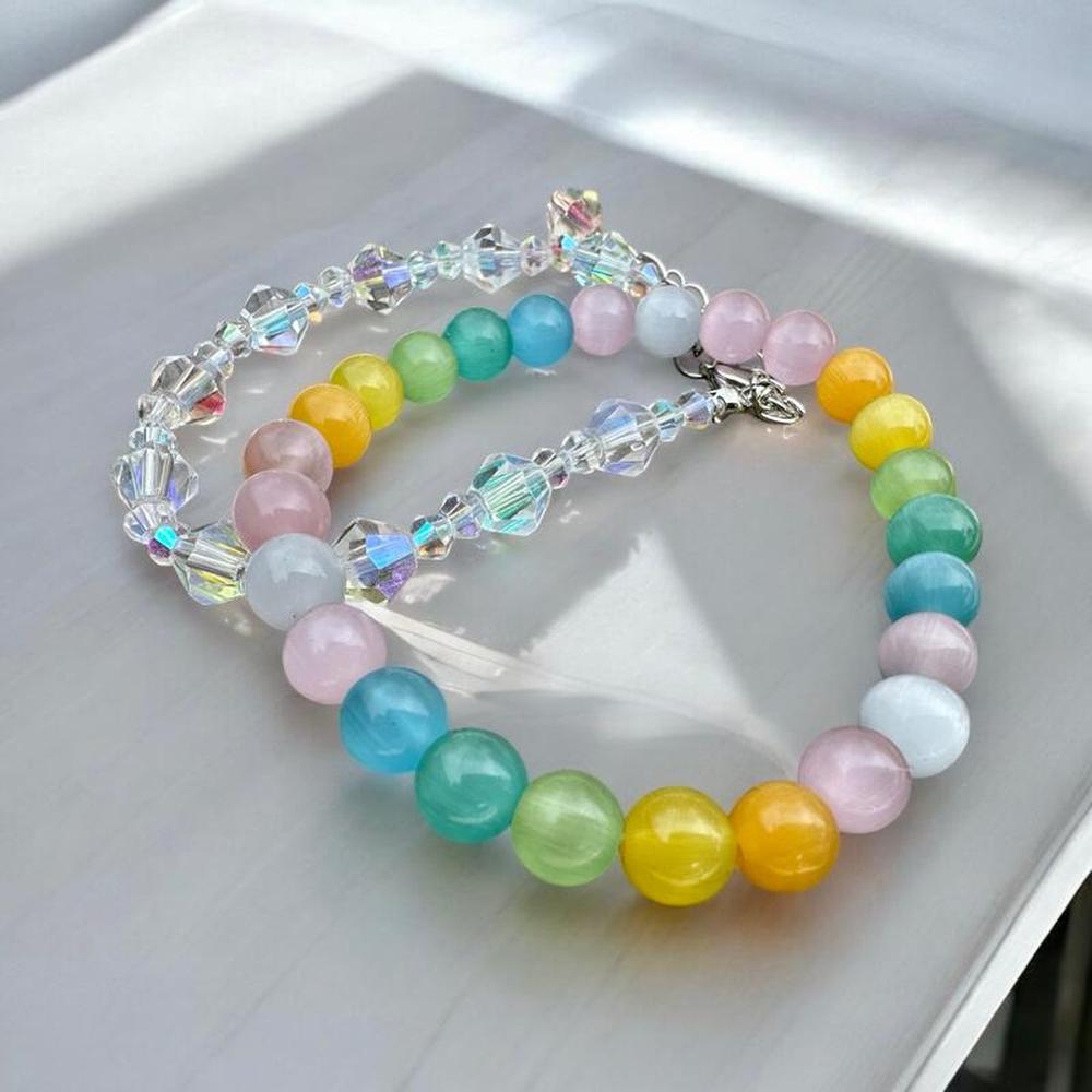 Rainbow Moonstone Beaded Bracelet Set