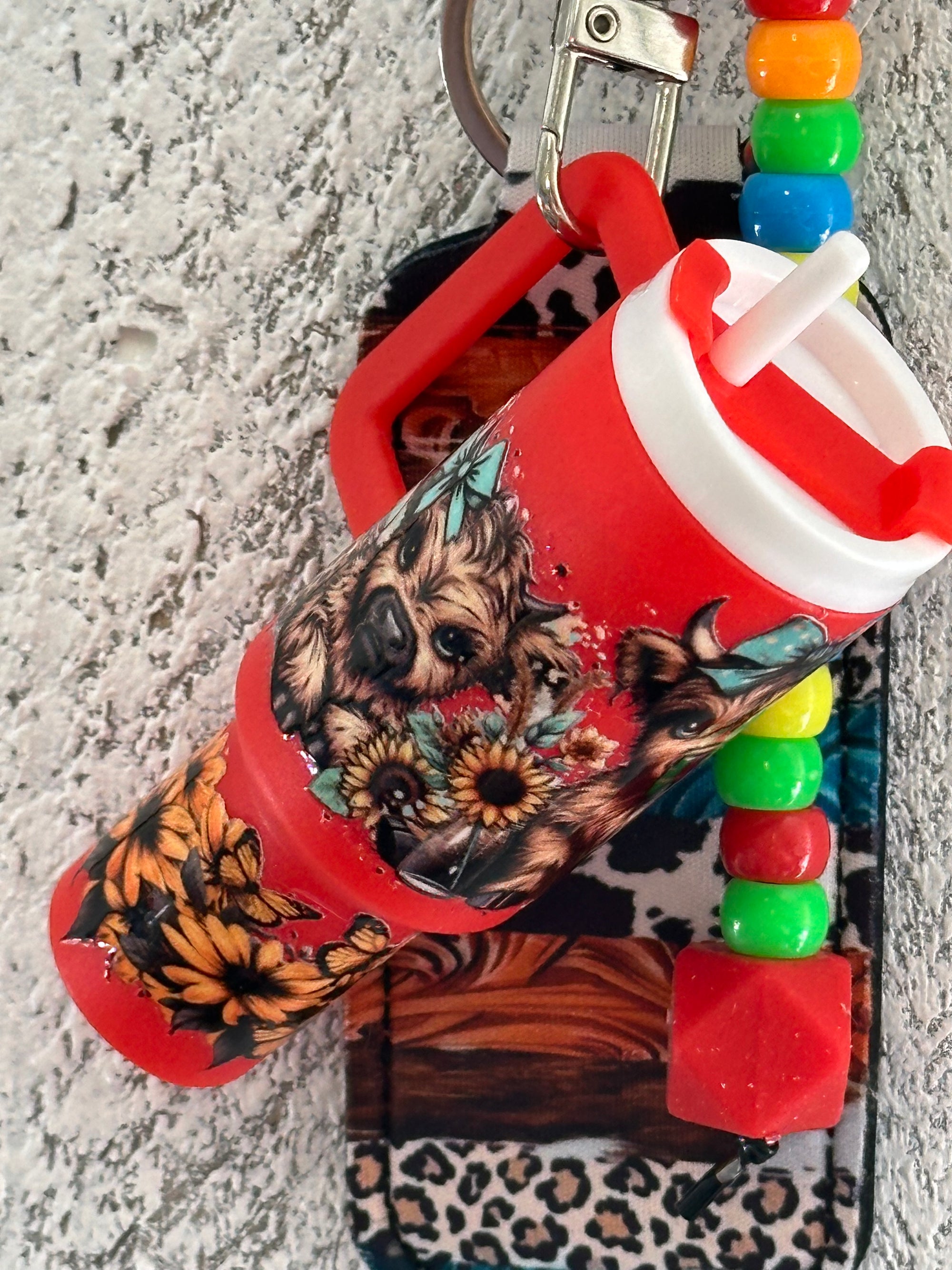 Red Chap Stick Holder Keychain