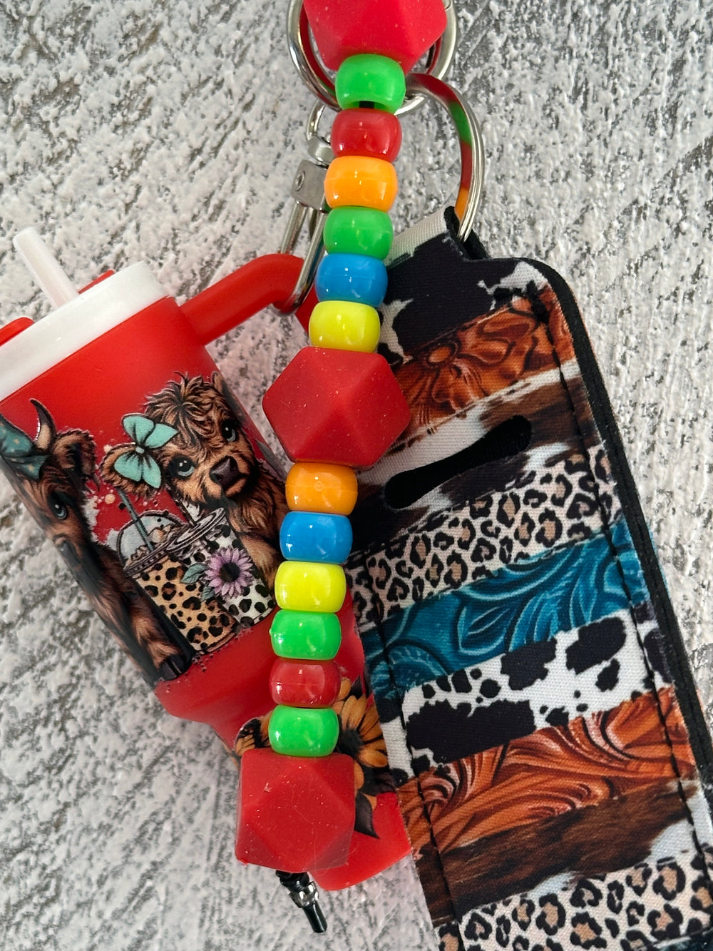 Red Chap Stick Holder Keychain
