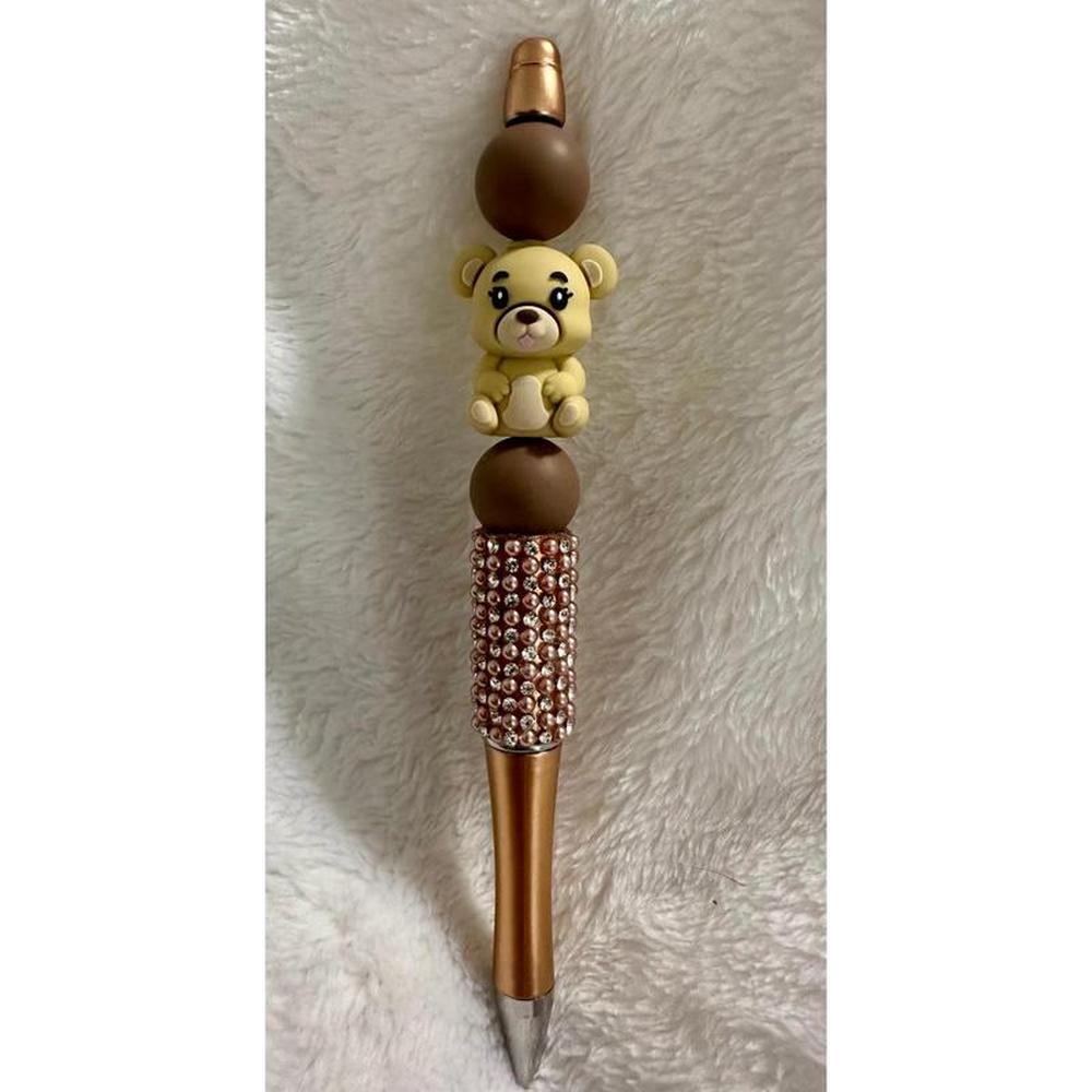 Rose Gold Bear Beaded Pen