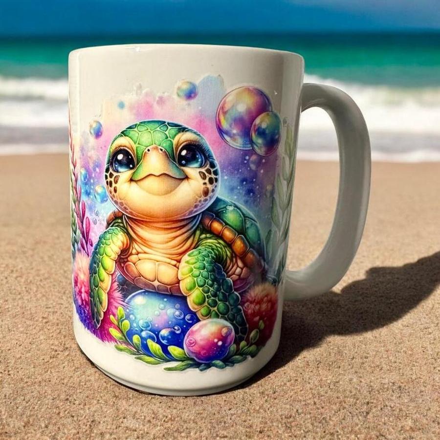 Sea Turtle Designed 15 oz. Ceramic Mug