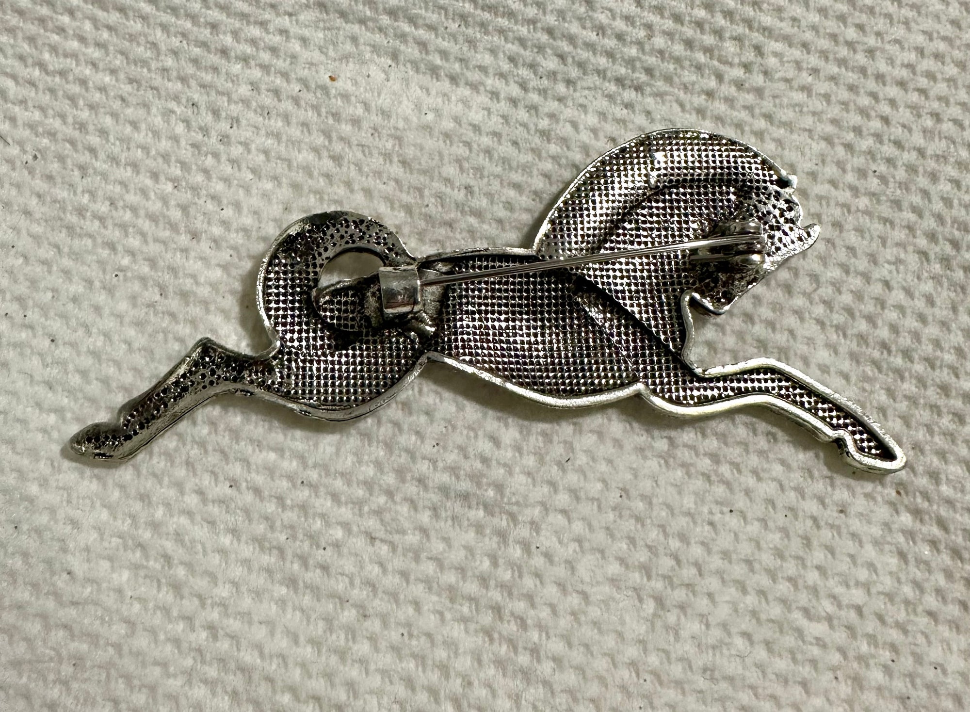 Silver-tone Roman Horse Brooch