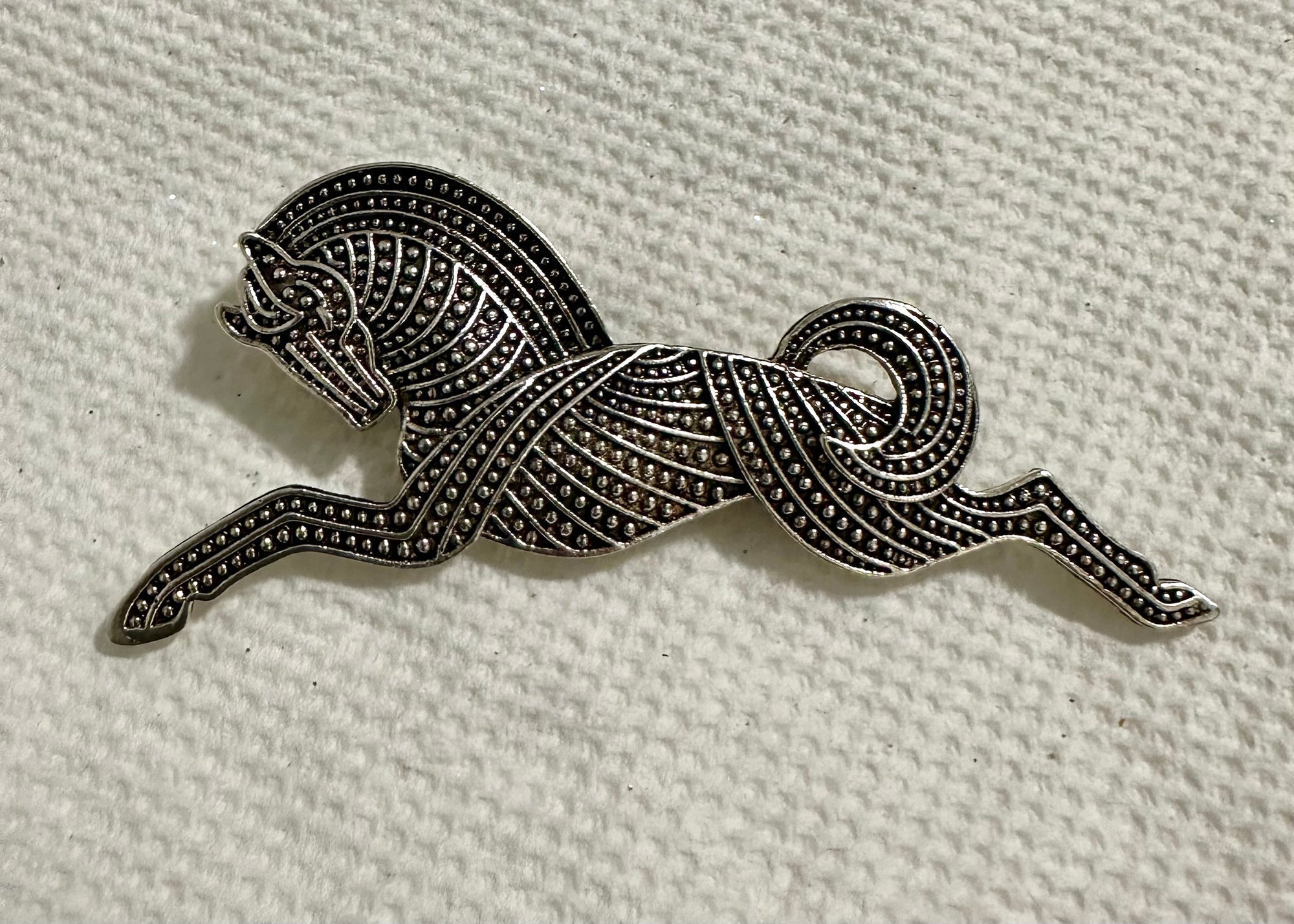 Silver-tone Roman Horse Brooch