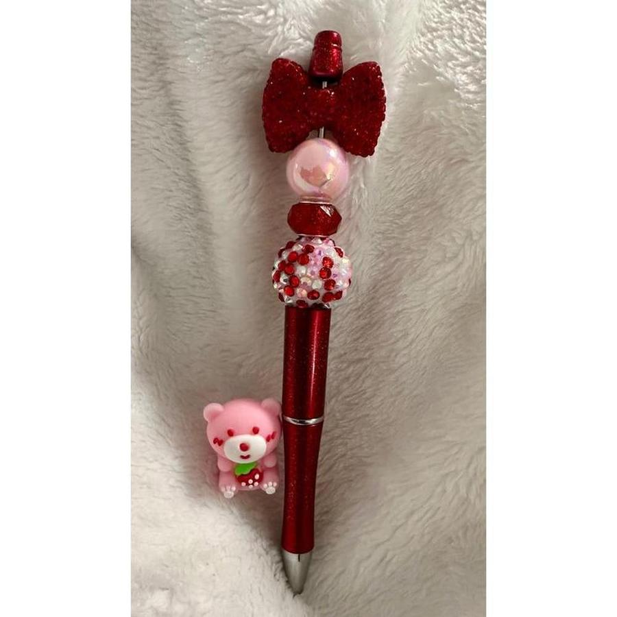 Strawberry Bear Beaded Pen