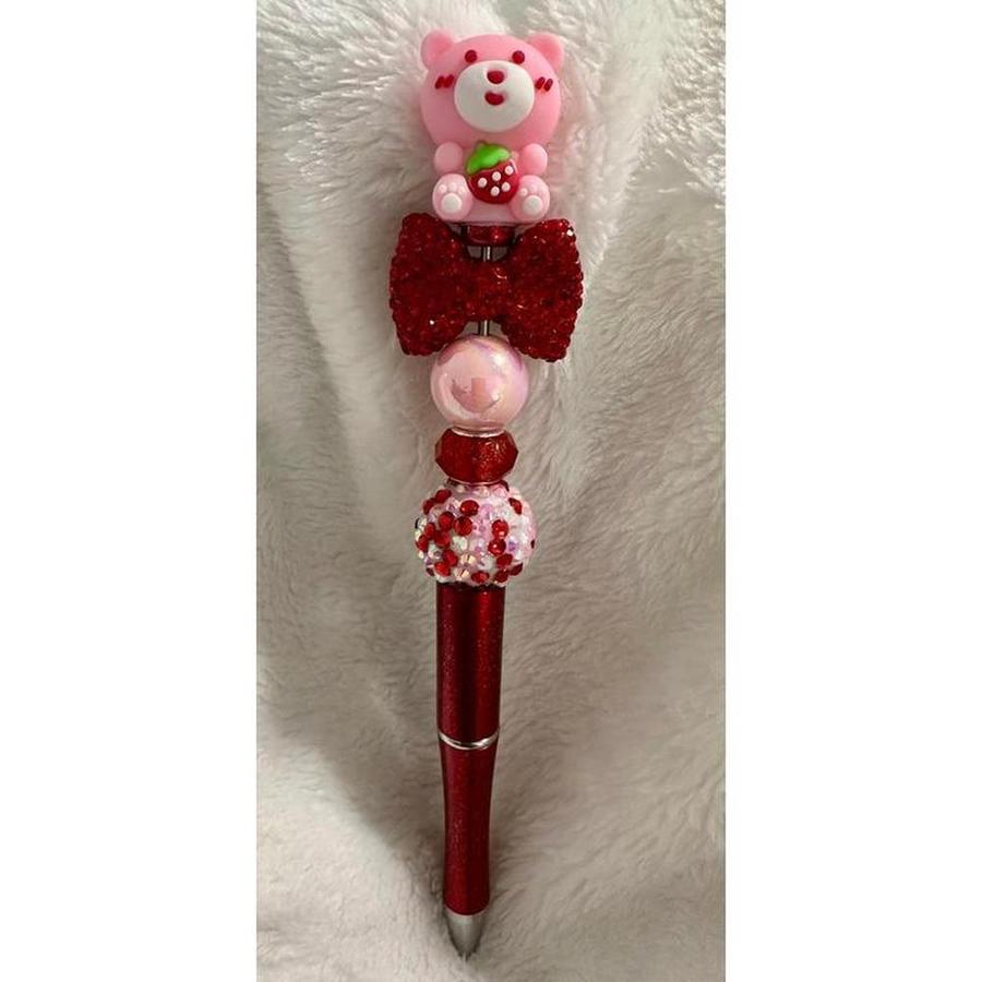 Strawberry Bear Beaded Pen