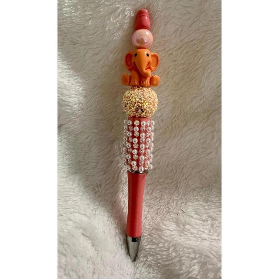 Tangerine Elephant Beaded Pen
